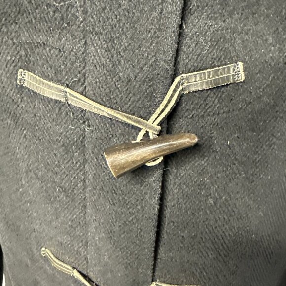 BURBERRY LONDON Duffle Coat Toggle Wool Hooded Black UK 16 US 12 L - Picture 7 of 11